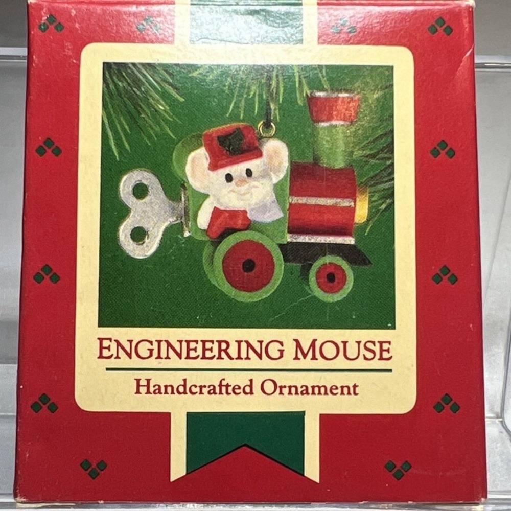 Vintage 1985 Hallmark Cards Engineering Mouse‎ Train Ornament